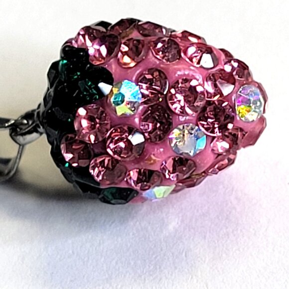 Rose Pink Strawberry Pendant 925 Silver on a 18K Silver Chain - Picture 10 of 14